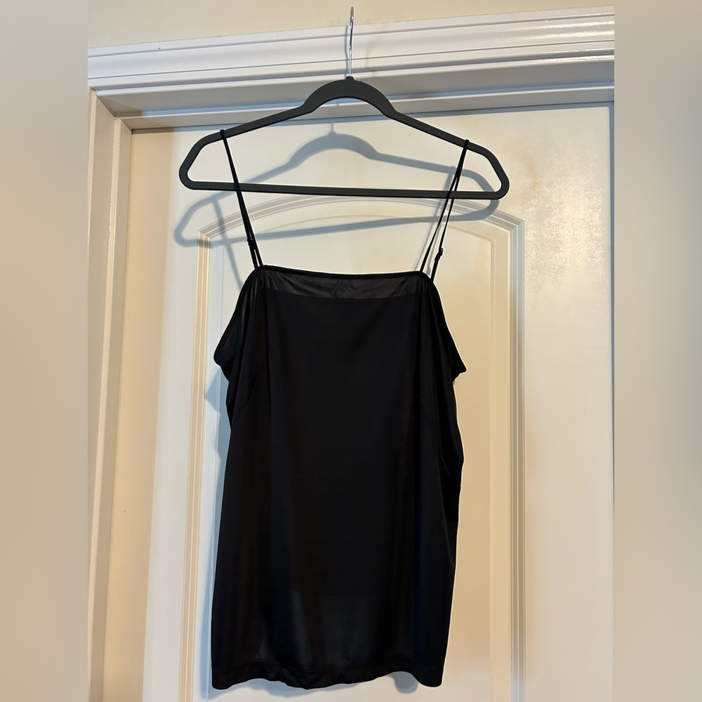 Akris Punto Black Spaghetti Strap square Tank Top